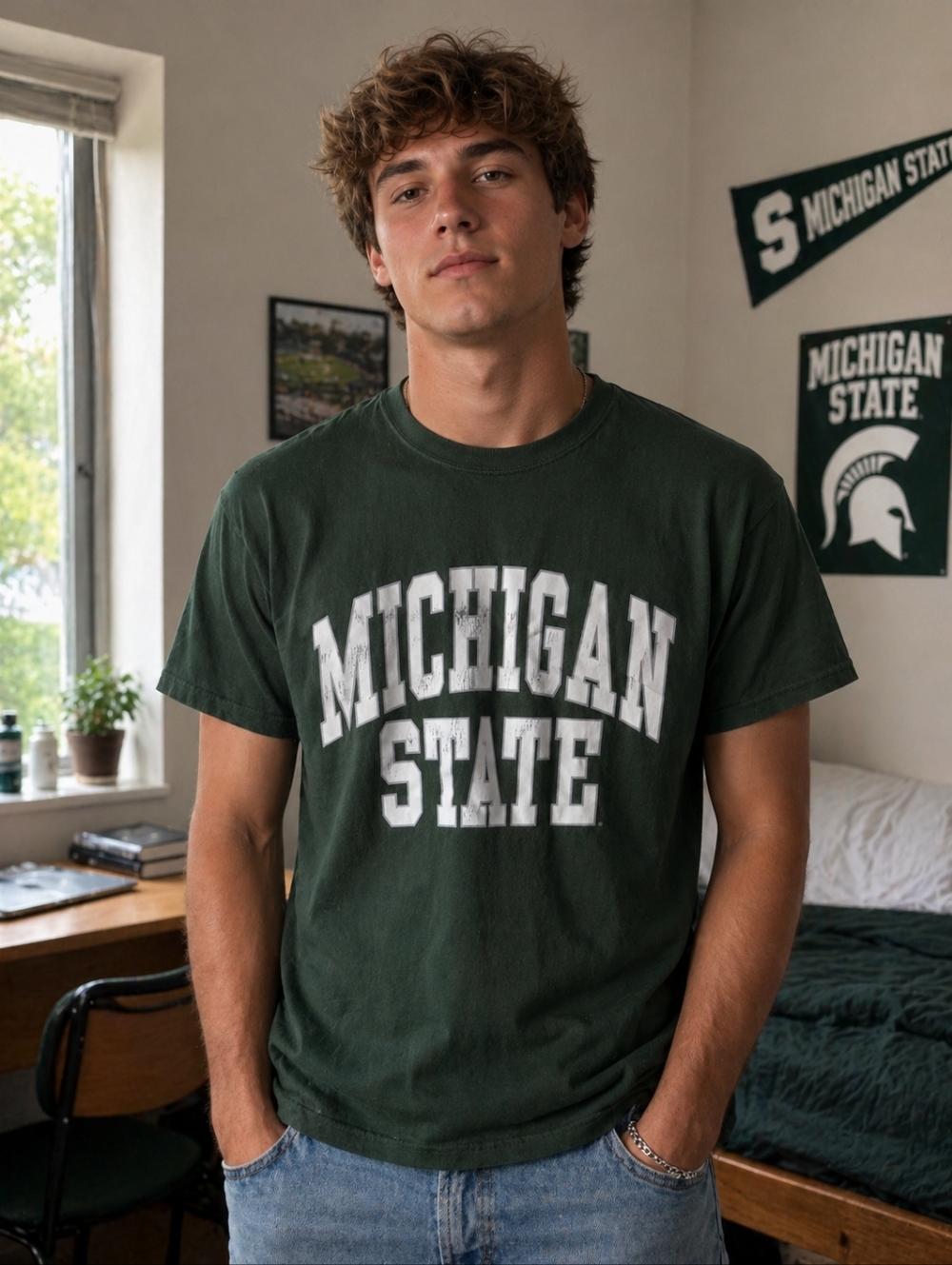 Michigan State Dark Green Crewneck Shirt